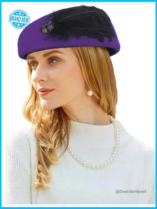 Vintage 100% Wool Felt Bucket Cloche Beret Hat Church Wedding Accessories